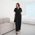 Monotone Shirtwaist Jumpsuit Black - One Size