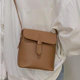 Faux-leather Belted Plain Cross Bag
