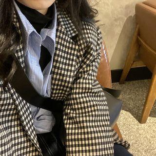 Check Padded Shoulder Blazer As Figure - One Size