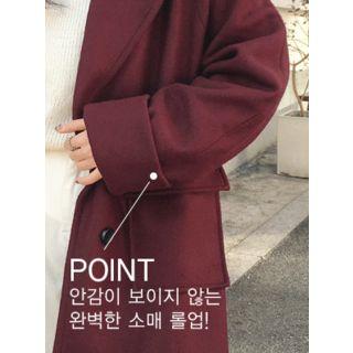 Raglan-sleeve Wide-lapel Coat