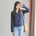 Notched Collar Double-breasted Blouse