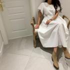 Lace-trim Gathered Maxi Dress Ivory - One Size