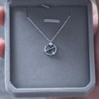 925 Sterling Silver Planet Pendant Necklace Blue Star Planet Necklace - One Size
