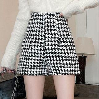 High Waist Houndstooth Shorts