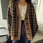 Houndstooth Cardigan Brown - One Size