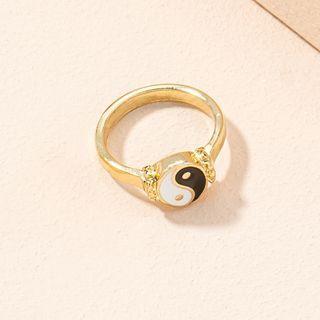 Yin And Yang Alloy Ring Gold - One Size