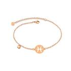 Simple And Fashion Plated Rose Gold Twelve Constellation Pisces Round 316l Stainless Steel Anklet Rose Gold - One Size