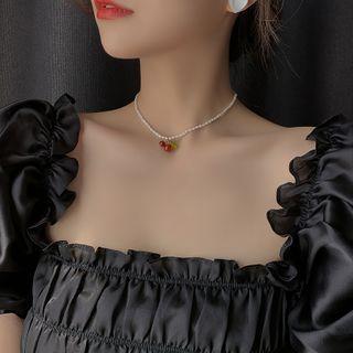 Cherry Choker Necklace Red - One Size