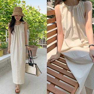 Shirred Halter Long Dress
