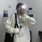 Letter Embroidered Sweater White - One Size