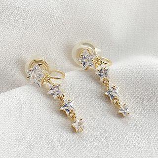 Rhinestone Star Clip-on Earring 1 Pair - Gold - One Size