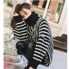 Turtleneck Stripe Chunky Sweater Black - One Size