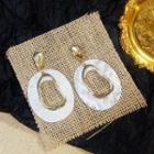 Acrylic Hoop Dangle Earring Silver Needle - White Hoop & Irregular Hoop - Gold - One Size