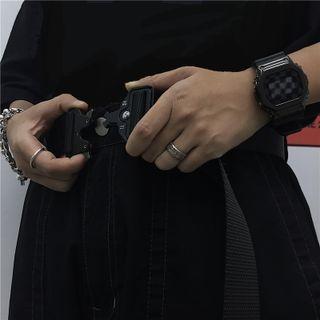 Buckled Nylon Belt Black - 1cm