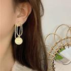 Asymmetrical Drop Earring 1 Pair - S925 Silver Stud - Gold - One Size