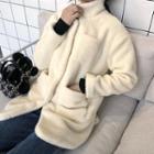 Fleece Stand Collar Long Coat