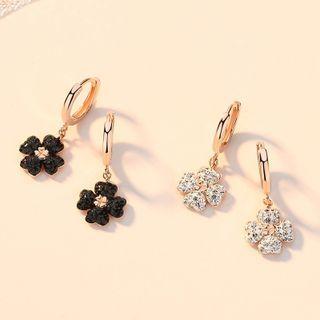 Clover Faux Crystal Sterling Silver Dangle Earring