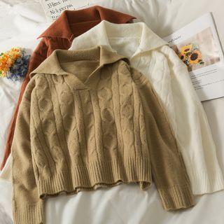 Collared Cable-knit Loose Sweater In 8 Colors