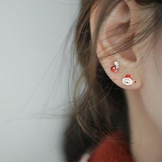 Non-matching 925 Sterling Silver Christmas Santa Earring