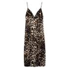 Spaghetti-strap Leopard Print Midi Sheath Dress