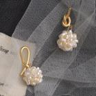 Freshwater Pearl Alloy Knot Dangle Earring 1 Pair - Gold - One Size
