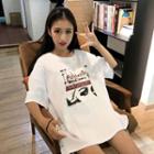 Elbow-sleeve Lace-up T-shirt