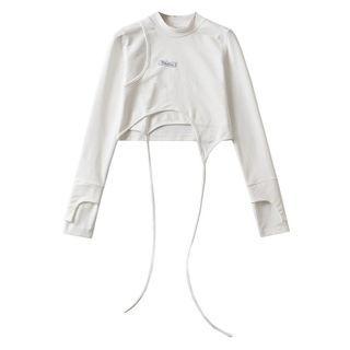 Mock Two-piece Tie-waist Cropped Sweatshirt