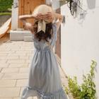 Sleeveless Frill-trim Stripe Dress