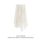 Asymmetrical Beaded Mesh Midi A-line Skirt
