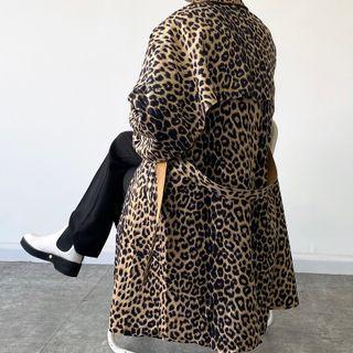 Leopard Print Trench Coat With Sash