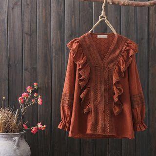 Ruffle Eyelet Lace Blouse