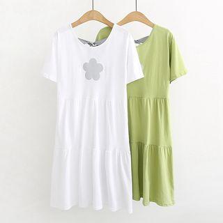 Short-sleeve Floral Print T-shirt Dress