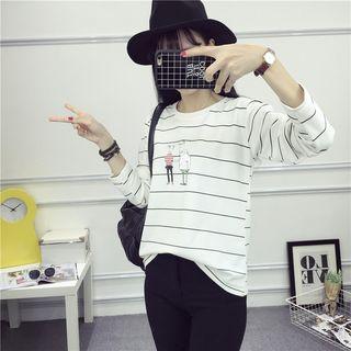 Print Stripe Long-sleeve T-shirt