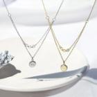 925 Sterling Silver Letter Round Pendant Necklace