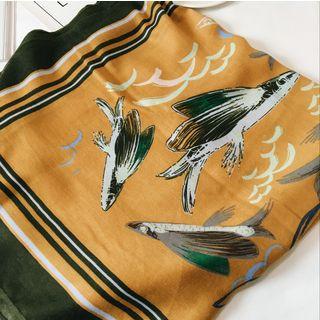 Printed Scarf Fish - Yellow - One Size
