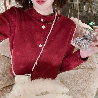 Choker-neck Cardigan