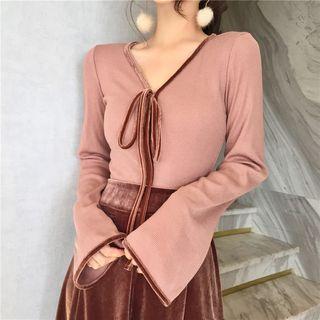 Velvet Bow Long-sleeve Top