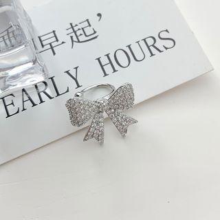 Rhinestone Bow Ear Stud Silver - One Size