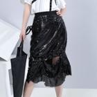 Glitter Midi Mermaid Skirt Black - One Size
