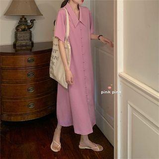 Plain Shirt Dress Purple - One Size
