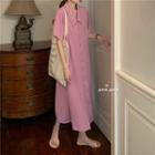 Plain Shirt Dress Purple - One Size