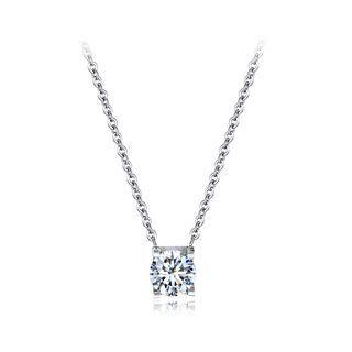 Fashion And Simple 316l Stainless Steel Geometric Pendant With Cubic Zircon And Necklace Silver - One Size