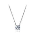 Fashion And Simple 316l Stainless Steel Geometric Pendant With Cubic Zircon And Necklace Silver - One Size