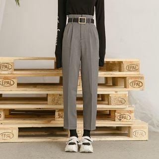 Plaid High-waist Straight Cut Pants