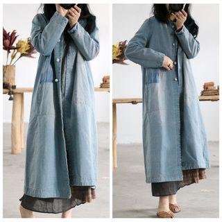 Denim Trench Jacket Blue - One Size