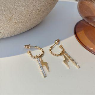 Rhinestone Alloy Lightning Dangle Earring 1 Pair - S925 Silver - Earrings - One Size