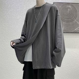 Long-sleeve Irregular Slit T-shirt