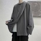 Long-sleeve Irregular Slit T-shirt