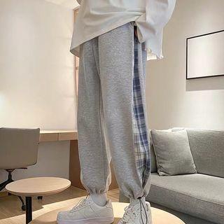 Plaid Trim Harem Sweatpants