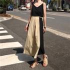 Color Block Midi Spaghetti Strap Dress As Shown In Figure - One Size